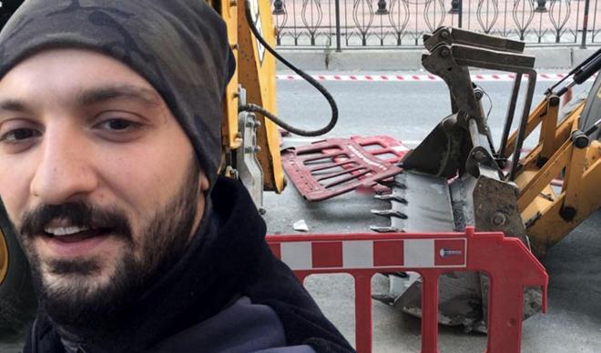 Feci kaza! Kepçenin dişleri sırtına saplandı Feci kaza! Kepçenin dişleri sırtına saplandı