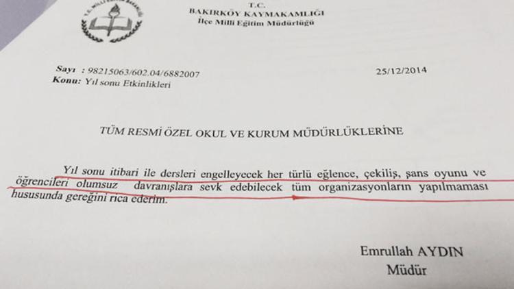 Bakırköy ve Sarıyer'deki okullarda yılbaşına yasak!