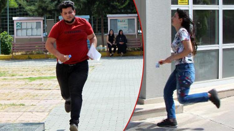 Sınava yetişmek için zamanla yarıştılar