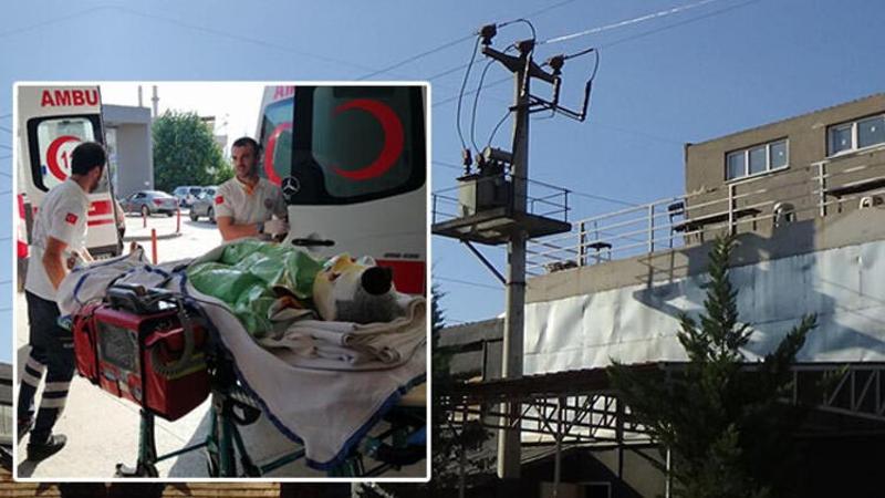 Üzerine elektrik kablosu düştü