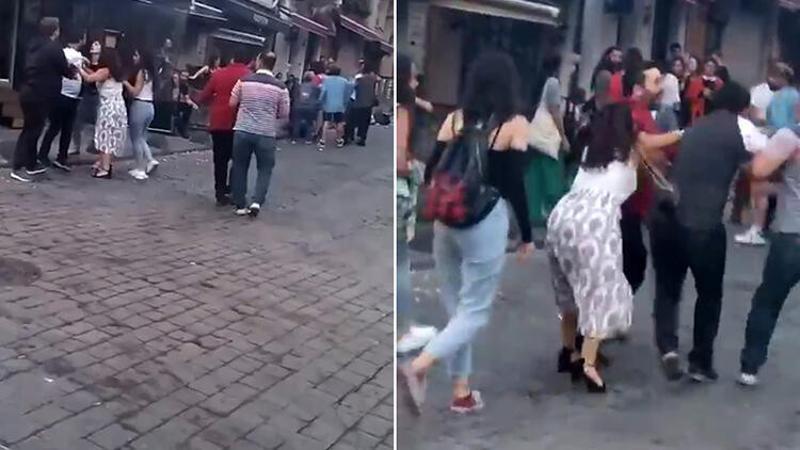 İki grup arasında çıkan kavgada şahıs cam şişeyi yerde parçaladı