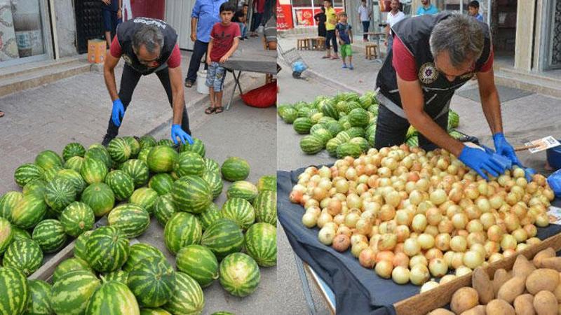 Karpuz ve soğan tezgahlarında uyuşturucu aradılar