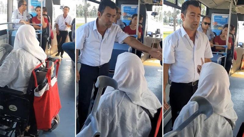 Halk otobüsünde engelli rampası tartışması