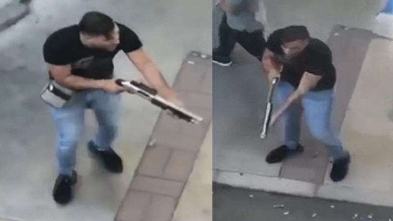 Sokak ortasında pompalı tüfekle dehşet saçan şüphelinin görüntüleri ortaya çıktı