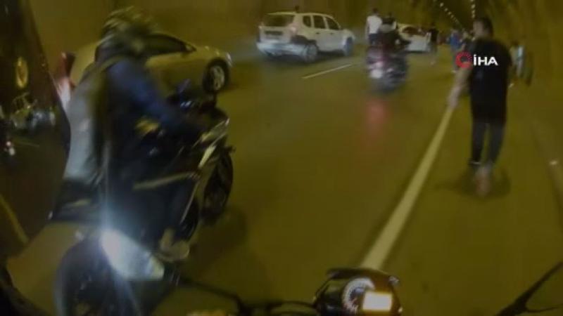 Sarıyer-Çayırbaşı Tüneli’nde asker uğurlama terörü kamerada