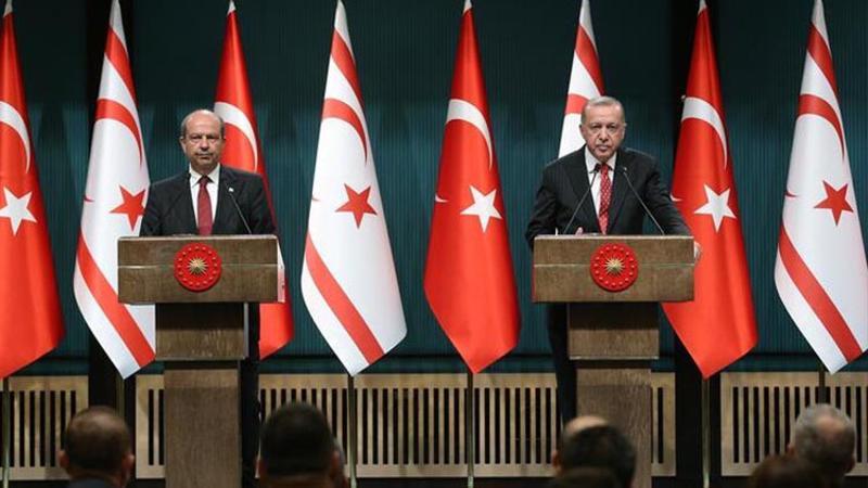 Cumhurbaşkanı Erdoğan, KKTC Başbakanı Ersin Tatar ile ortak basın toplantısı düzenledi