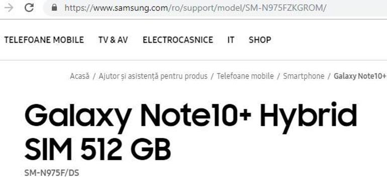 Galaxy Note 10 Samsung'un internet sitesinde yayınlandı!