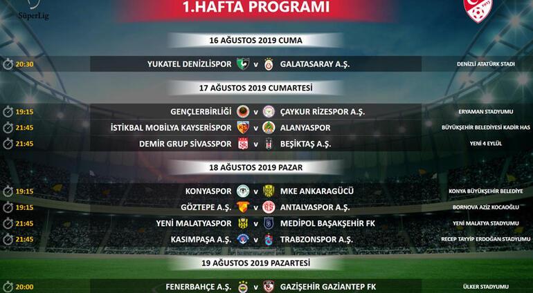 Spor Toto Süper Lig'de ilk 3 haftanın programı açıklandı
