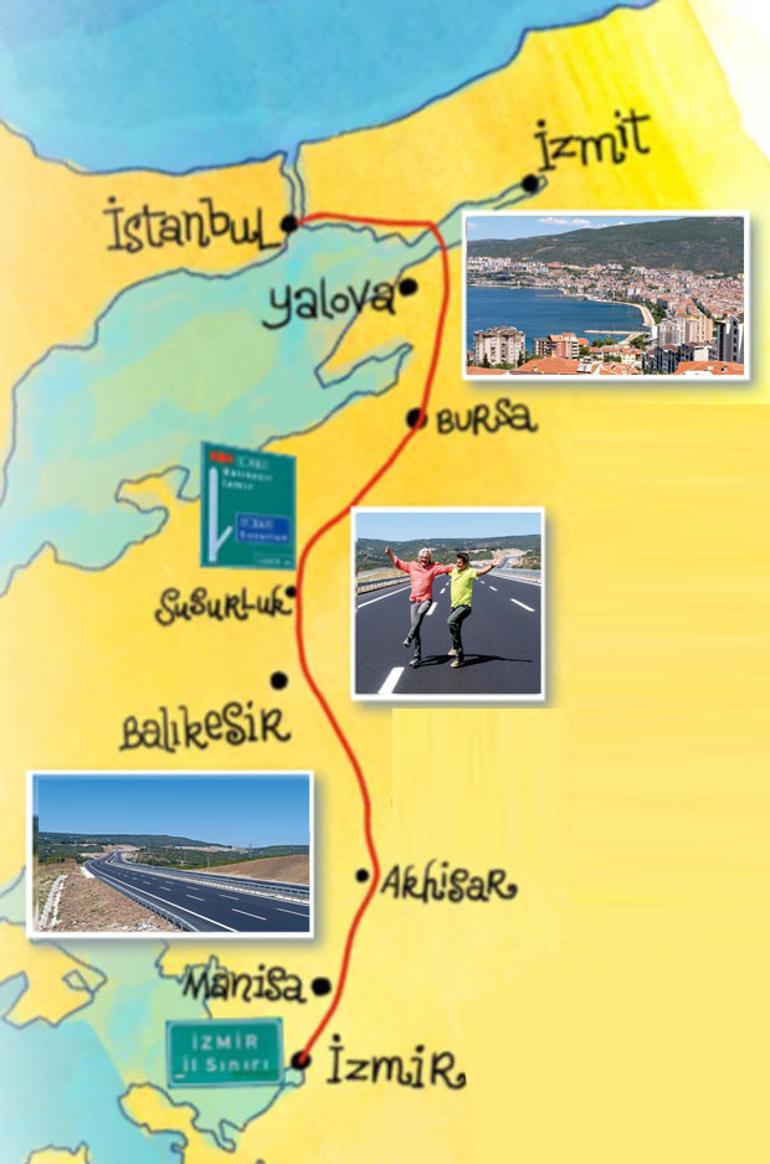 İstanbul il sınırından İzmir il sınırına kronometre tuttuk 3 saat 35 dakika ve 479.10 lira