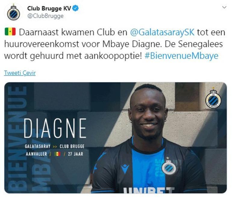 SON DAKİKA: Galatasaray, Mbaye Diagne Club Brugge'e kiralandığını açıkladı